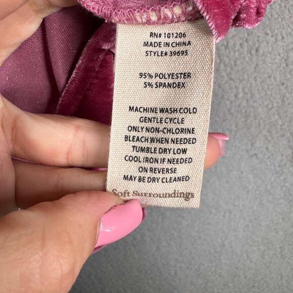 Soft Surrounding Top Womens SP Berry Pink Boyfriend Fit Buton Down Loose Velvet - Picture 9 of 11